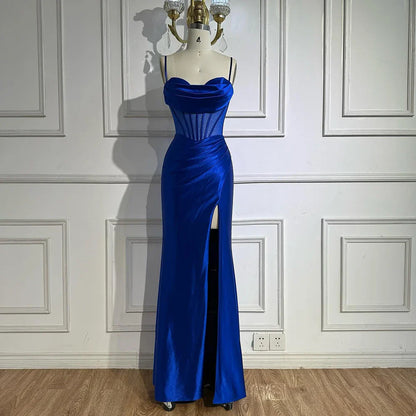 Pink Mermaid Sweetheart Ruched Silk Satin Evening Dress LA73153