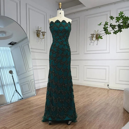 Elegant Green   Mermaid Evening Dress Arabic Style LA73117