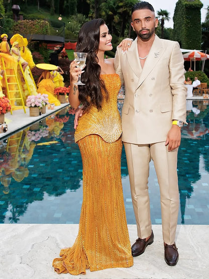 Serene Hill Arabic Orange Two Pieces Corset Evening Dress LA73444