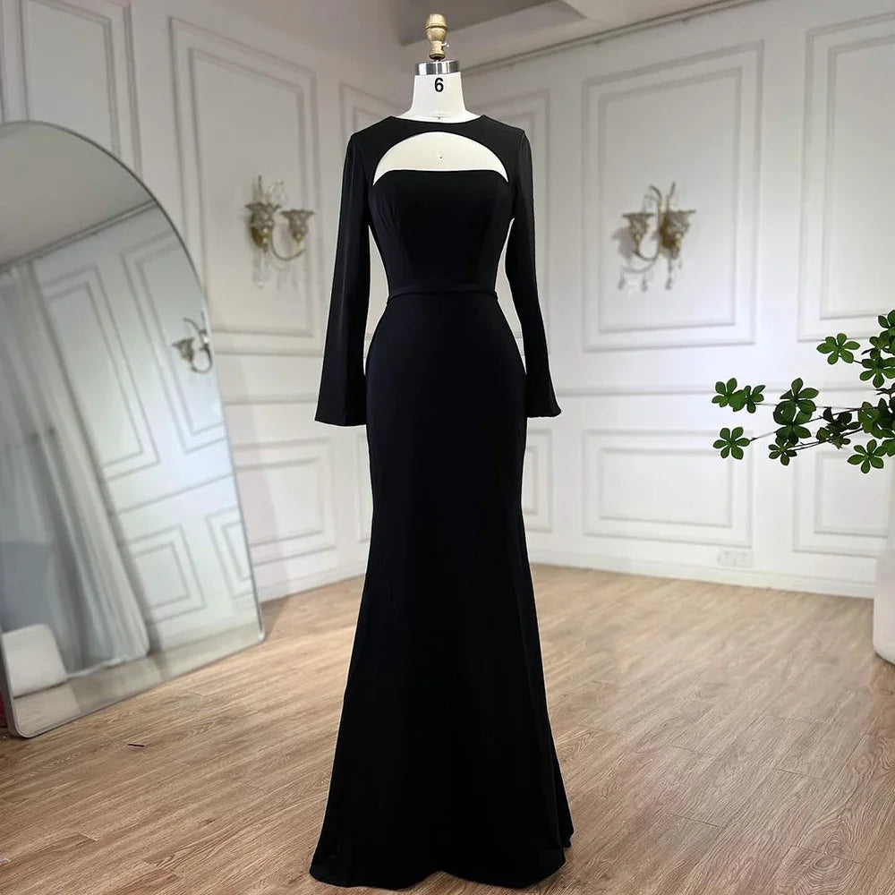 Luxury Dubai Blue Satin Mermaid Evening Dress Lace-Up Back LA72416