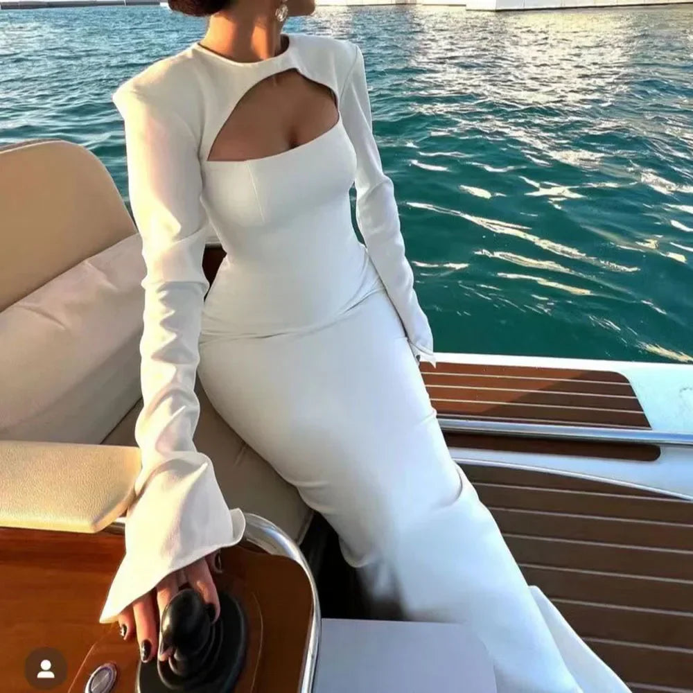 Luxury Dubai Blue Satin Mermaid Evening Dress Lace-Up Back LA72416