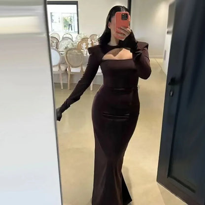 Luxury Dubai Blue Satin Mermaid Evening Dress Lace-Up Back LA72416