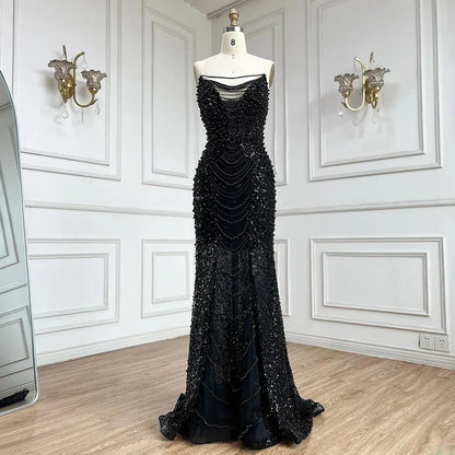 Pearls Purple Mermaid Evening Dress with Cape Sleeves LA72653