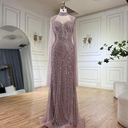 Serene Hill 2025 Luxury Dubai Nude Sweetheart Mermaid Beaded Evening Gowns for Women Party LA72560