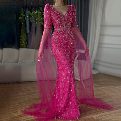 Luxury  Fuchsia Evening  Dress  Mermaid Gown for Formal Occasion LA72774