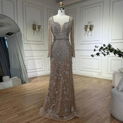 Luxury Caramel Sweetheart Mermaid Evening Dress with Beads LA72465