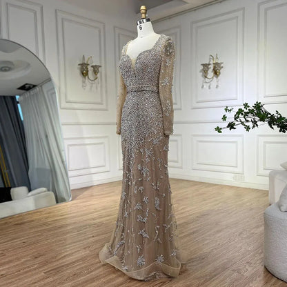 Luxury Caramel Sweetheart Mermaid Evening Dress with Beads LA72465