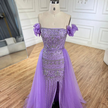 Caramel Beaded Evening Dress with Detachable Overskirt LA72603