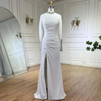 Luxury Black Satin Long Sleeves Mermaid Evening Dress LA72476