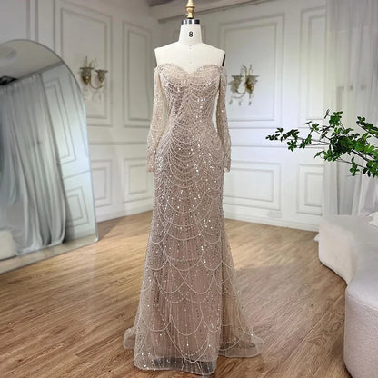 Elegant Off the Shoulder Mermaid Luxury Dubai Evening Dress for Party LA72243