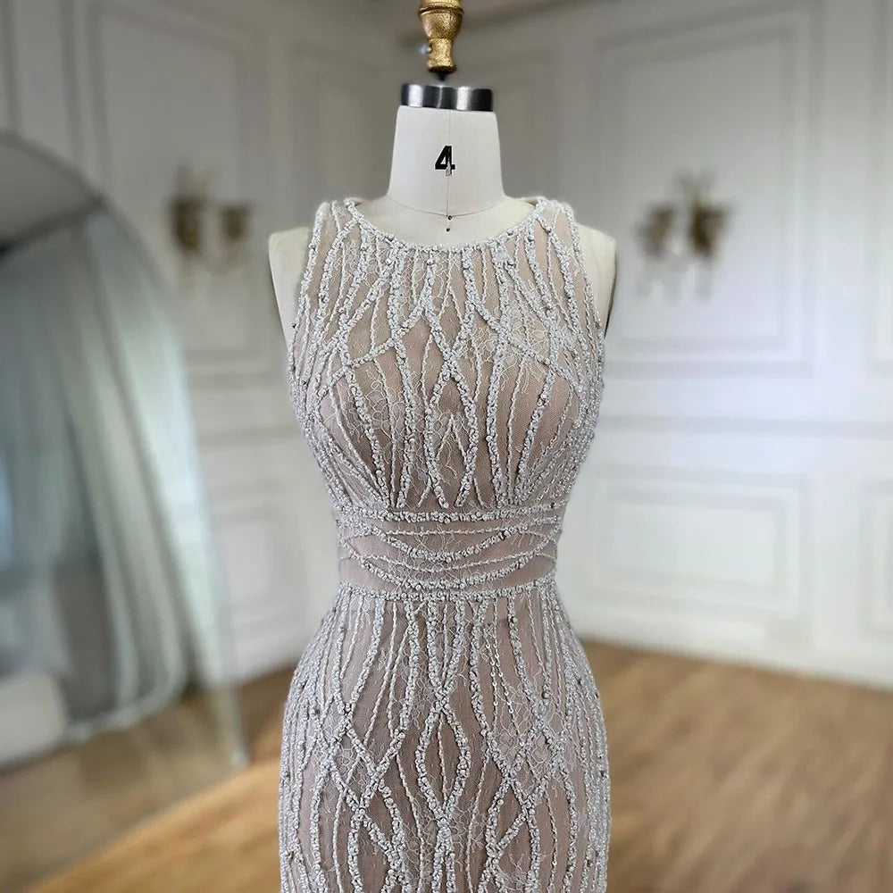 Elegant Arabic  Black & White Feather  Midi  Evening Dresses  LA72076