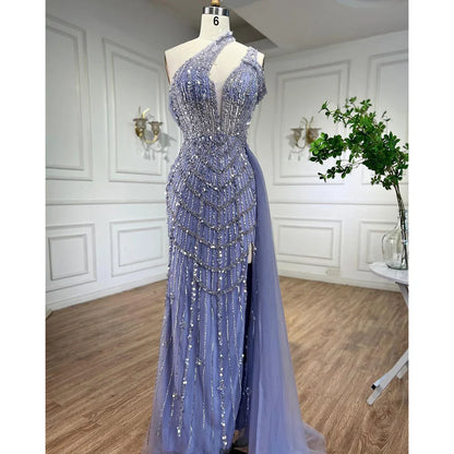 Luxury Beaded Caramel Mermaid Halter Evening Dress  LA71778A