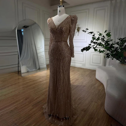Luxury Lilac Mermaid Beaded Evening Dress LA71931