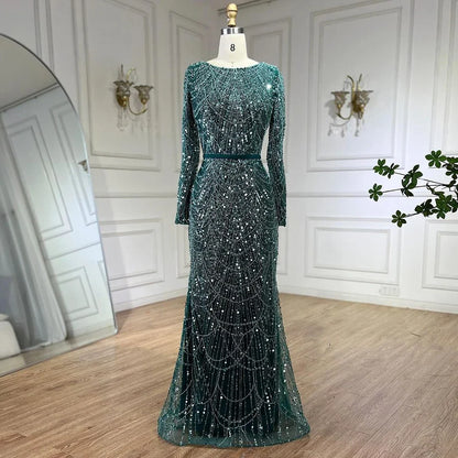 Modest Beaded Long Cape Dubai Evening Dresses LA72032M