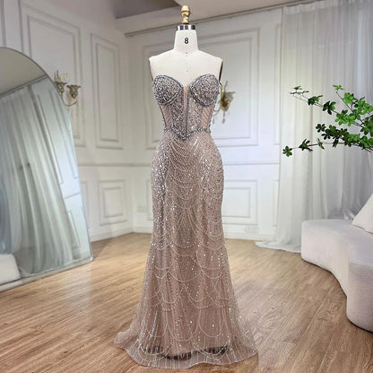 Serene Hill Nude Mermaid Luxury Evening Dresses Gowns And Beaded Design Arabic 2025 For Women Wedding Party LA72249