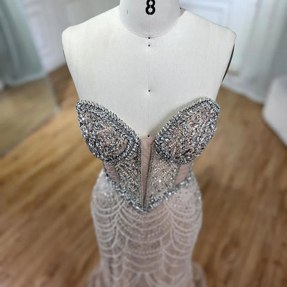 Serene Hill Nude Mermaid Luxury Evening Dresses Gowns And Beaded Design Arabic 2025 For Women Wedding Party LA72249