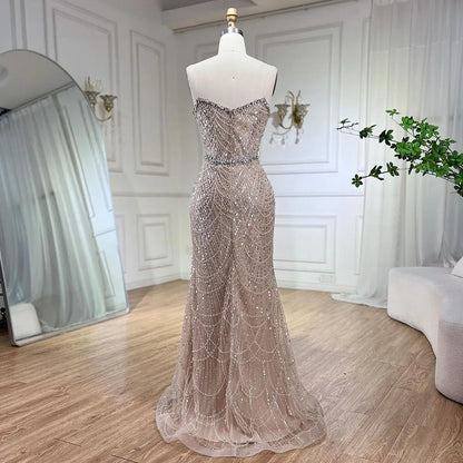 Serene Hill Nude Mermaid Luxury Evening Dresses Gowns And Beaded Design Arabic 2025 For Women Wedding Party LA72249