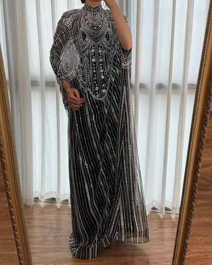 Luxury Champagne Kaftan Evening Gown Wedding Formal Dress LA72945