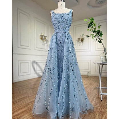 Luxury Beaded emermad green  Mermaid Evening Dress With Overskirt LA70765