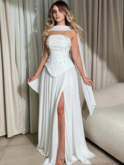 Luxury Green Beaded Corset Evening Dress with Cape LA73367