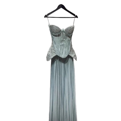 Luxuriöses türkisfarbenes zweiteiliges Korsett-Abendkleid LA73360