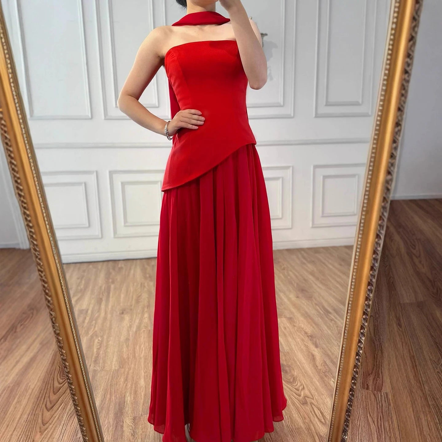 Luxury Lilac   Elegant Evening Dress Flowing Skirt LA73165