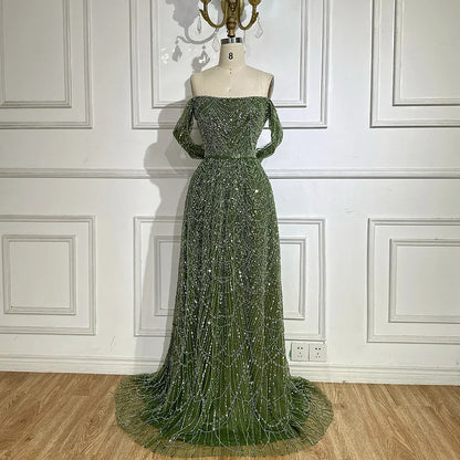 Luxury Nude A-Line Evening Gown with Pearl Beading LA72738A