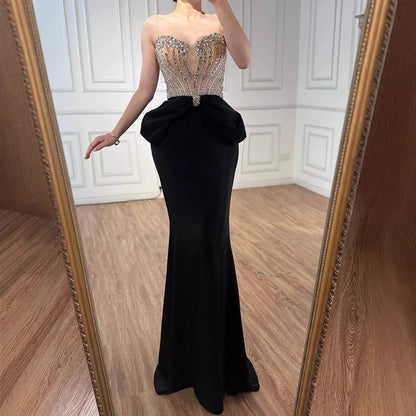 Designer Red Satin Evening Dress with Bow LA73060