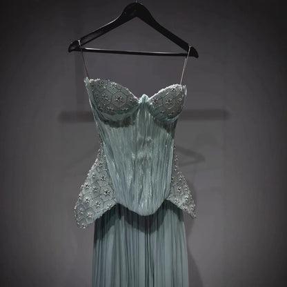 Luxury Olive Green Two Pieces Corset Beaded Mermaid Dress LA73356 2026