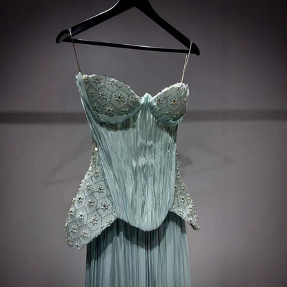 Luxuriöses türkisfarbenes zweiteiliges Korsett-Abendkleid LA73360