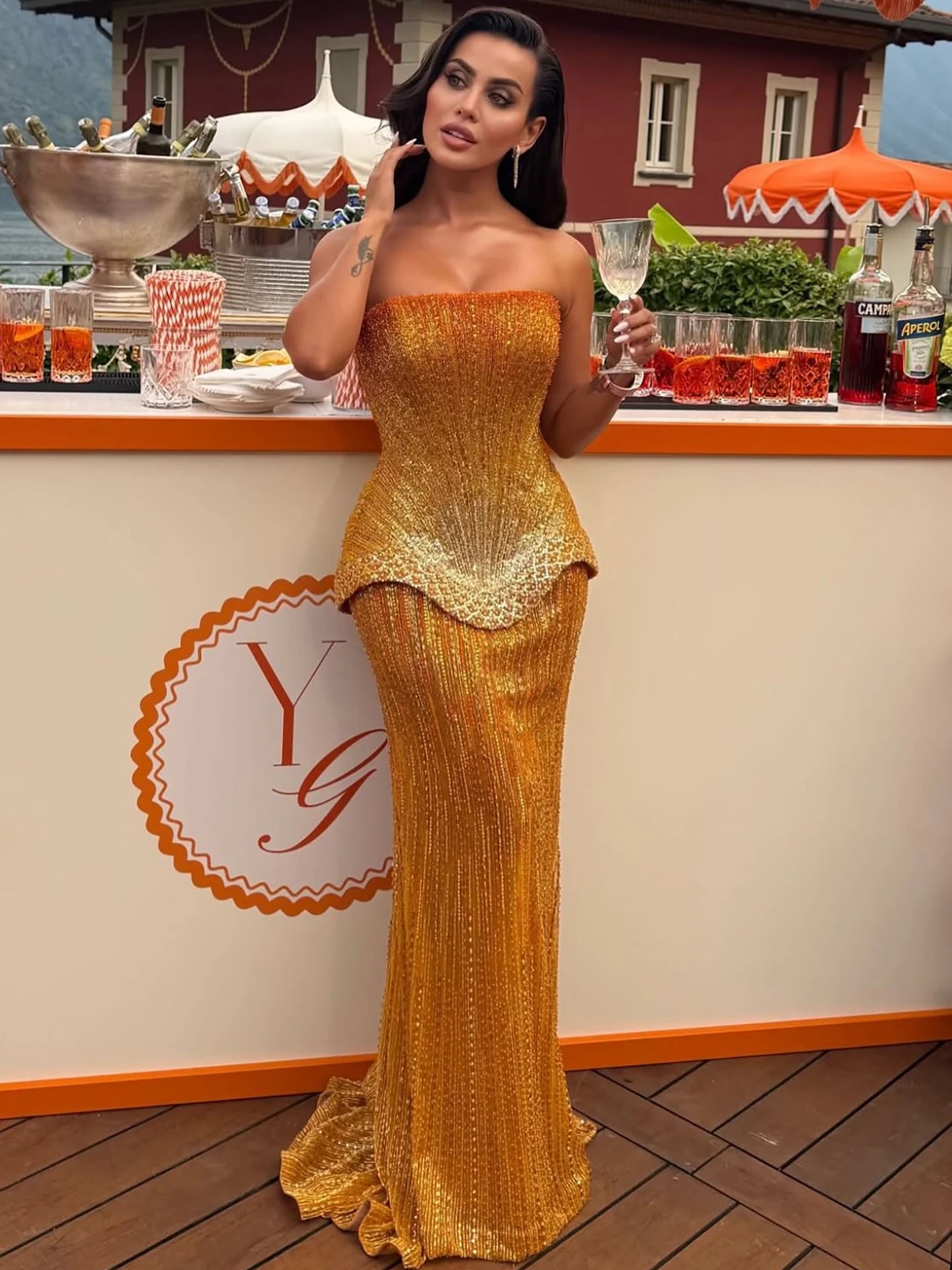 Serene Hill Arabic Orange Two Pieces Corset Evening Dress LA73444