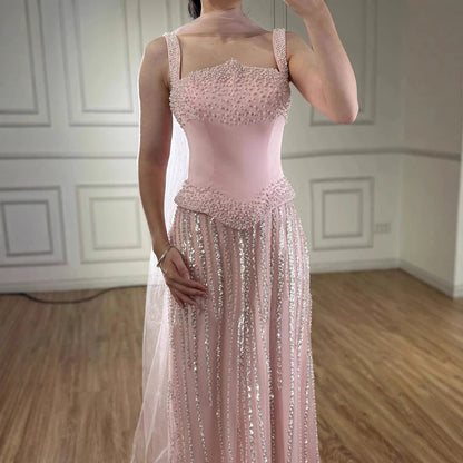 Glamorous Strapless Mermaid Evening Dress with Pearls LA73070