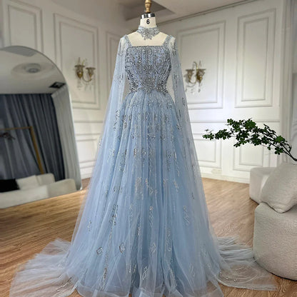Luxury Designer Nude A-Line Crystal Beaded Arabic Evening Dress LA72764