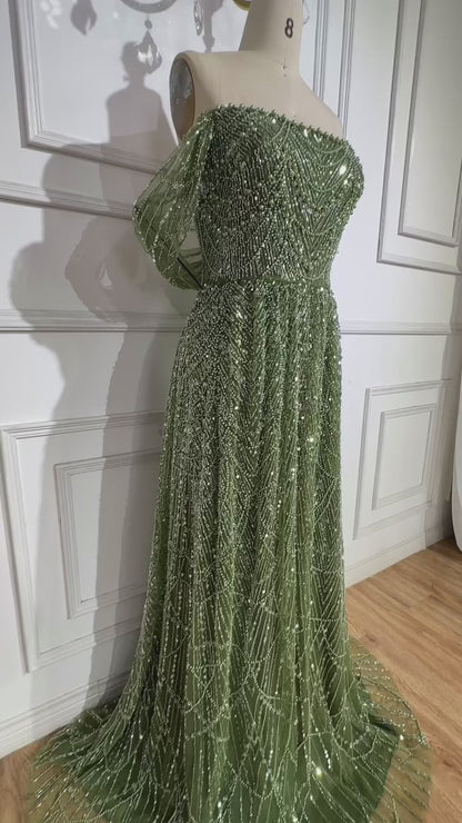 Luxury Nude A-Line Evening Gown with Pearl Beading LA72738A
