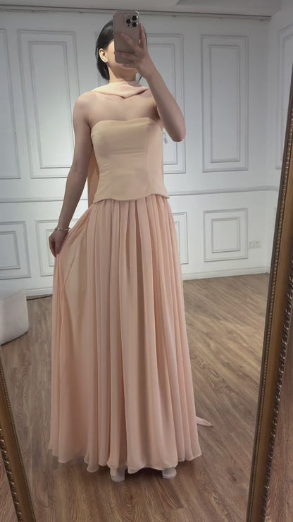 Luxury Turquoise A Line Strapless Evening Dress with Cape LA73012