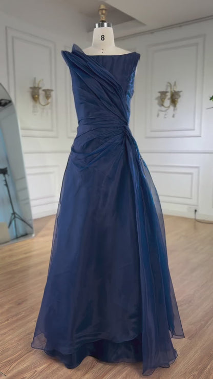 Burgundy Elegant A-Line Evening Dress with Draped Shoulder LA72944